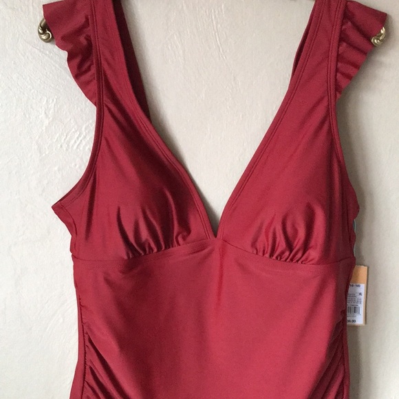 Kona Sol Red One-Piece Swimsuit Size XL - Picture 2 of 7